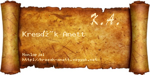 Kresák Anett névjegykártya